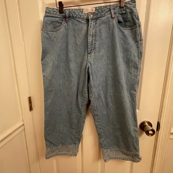 CJ Banks Capri Medium Wash High Rise Cotton Jeans size 14 W - Picture 1 of 6